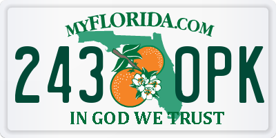 FL license plate 2430PK