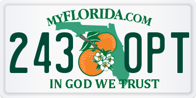 FL license plate 2430PT