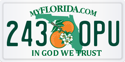 FL license plate 2430PU