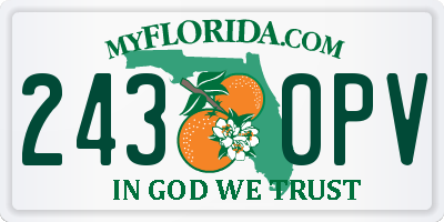 FL license plate 2430PV