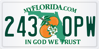 FL license plate 2430PW