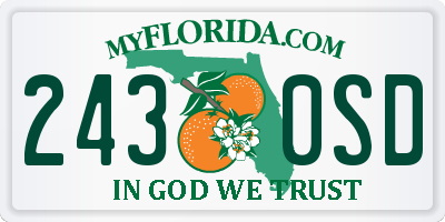 FL license plate 2430SD