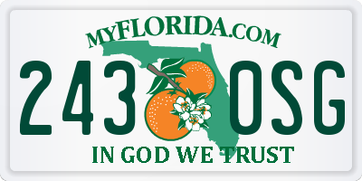 FL license plate 2430SG