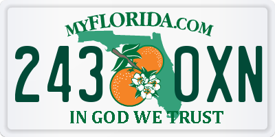 FL license plate 2430XN