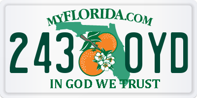 FL license plate 2430YD