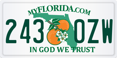 FL license plate 2430ZW