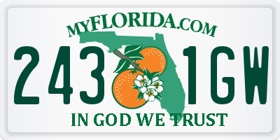 FL license plate 2431GW