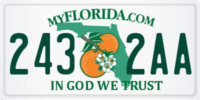 FL license plate 2432AA