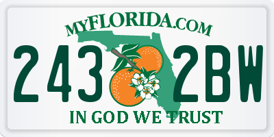 FL license plate 2432BW