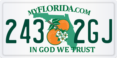 FL license plate 2432GJ