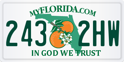 FL license plate 2432HW