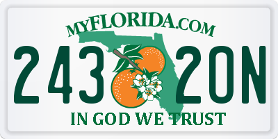 FL license plate 2432ON