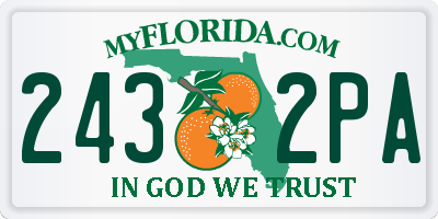 FL license plate 2432PA