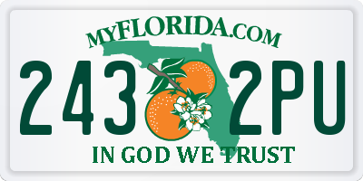 FL license plate 2432PU