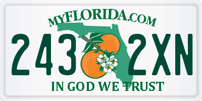 FL license plate 2432XN