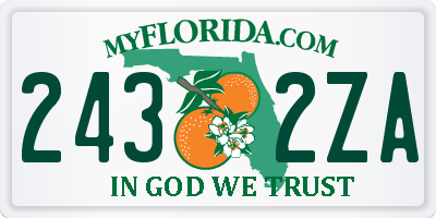 FL license plate 2432ZA