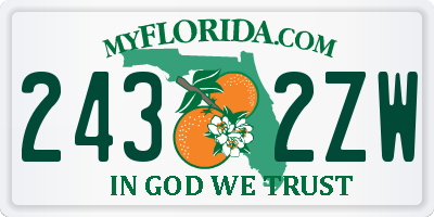 FL license plate 2432ZW