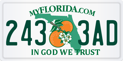 FL license plate 2433AD