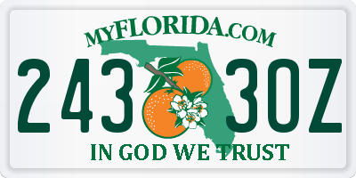 FL license plate 2433OZ
