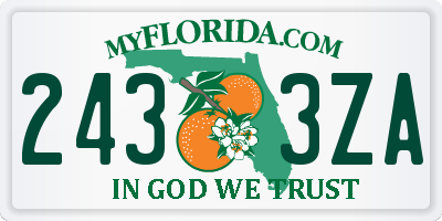 FL license plate 2433ZA