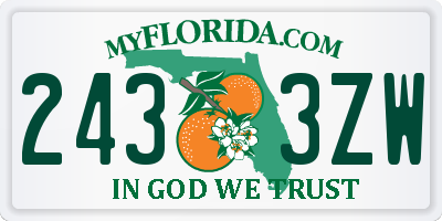 FL license plate 2433ZW