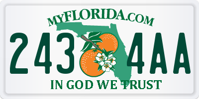 FL license plate 2434AA