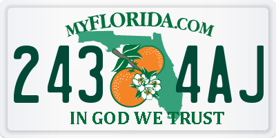 FL license plate 2434AJ