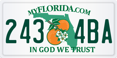 FL license plate 2434BA