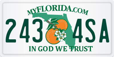 FL license plate 2434SA