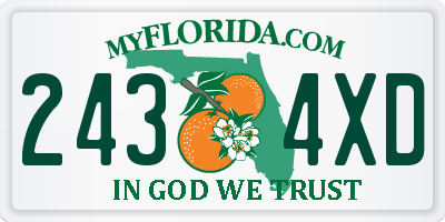 FL license plate 2434XD