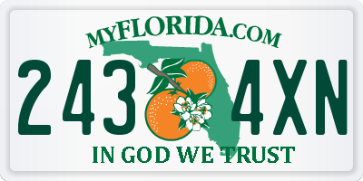 FL license plate 2434XN