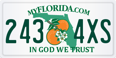 FL license plate 2434XS