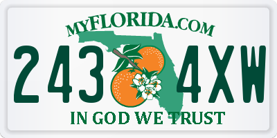 FL license plate 2434XW