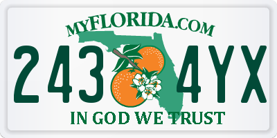 FL license plate 2434YX