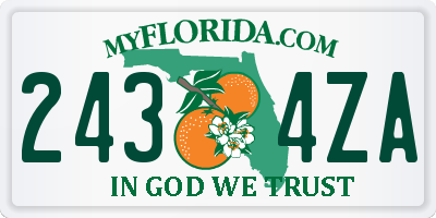 FL license plate 2434ZA