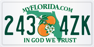 FL license plate 2434ZK