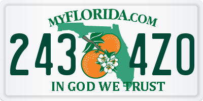 FL license plate 2434ZO