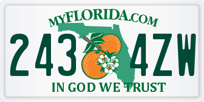 FL license plate 2434ZW