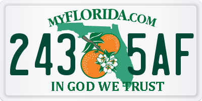 FL license plate 2435AF