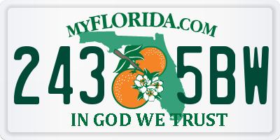 FL license plate 2435BW