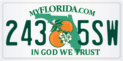 FL license plate 2435SW