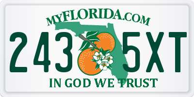 FL license plate 2435XT