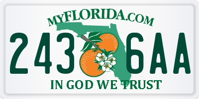 FL license plate 2436AA