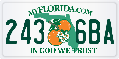 FL license plate 2436BA