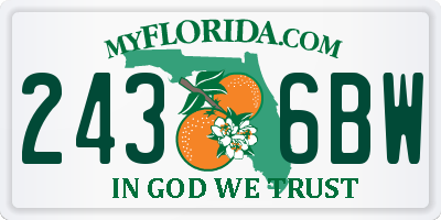 FL license plate 2436BW