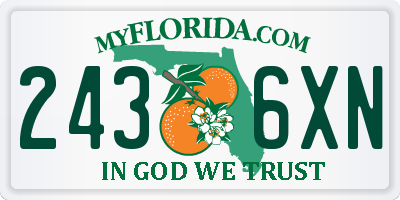 FL license plate 2436XN