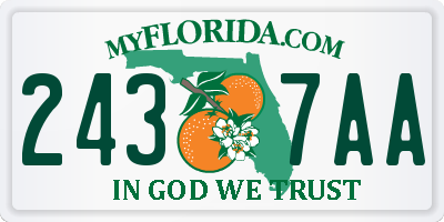FL license plate 2437AA
