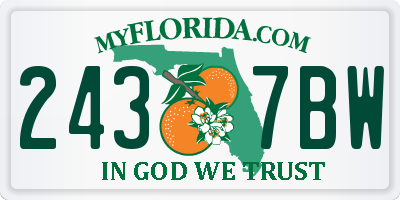 FL license plate 2437BW