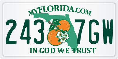 FL license plate 2437GW