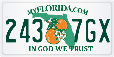 FL license plate 2437GX